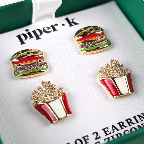 NEW Piper K Burgers & Fries Post Earring Set - Picture 1 of 5